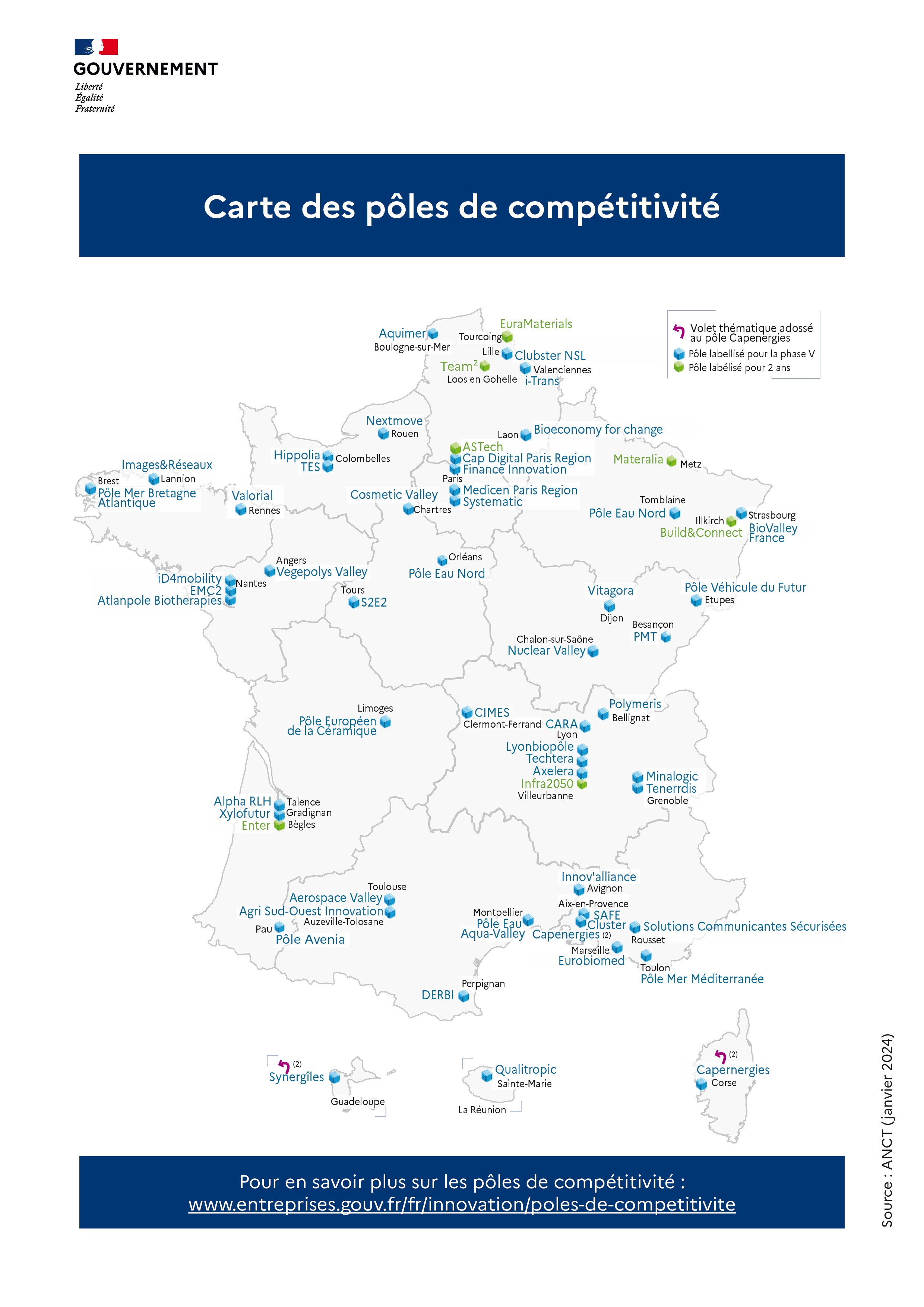 Carte des pôles de compétitivité Carte des pôles de compétitivité